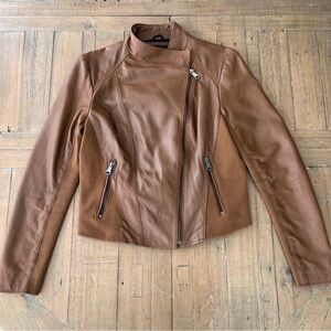 Marc new York Marc Andrews whiskey Leather Women's large bomber Jacket